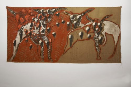 Mario Merz, La pittura è lunga e veloce (detail), 1980