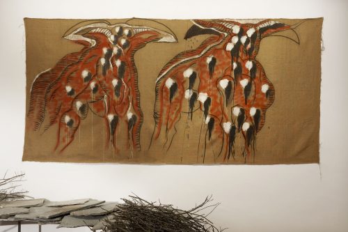 Mario Merz, La pittura è lunga e veloce (detail), 1980