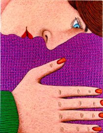 Ralph Müller, Frau auf violettes Decke Liegend, 2003